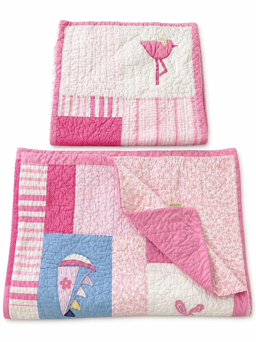 Pottery Barn Kids Pink Patchwork Quilt size twin includes pillow sham
